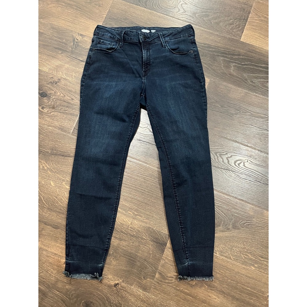 Old Navy Rockstar Super Skinny Ankle Jeans Women's Size 10 Dark Wash Raw Hem